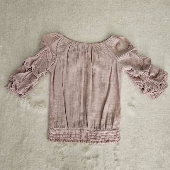 Coco Bianco Tops - Pink Ruffle Top Coco Bianco Size S Feminine Bohemian Cottagecore Pastel Coquette